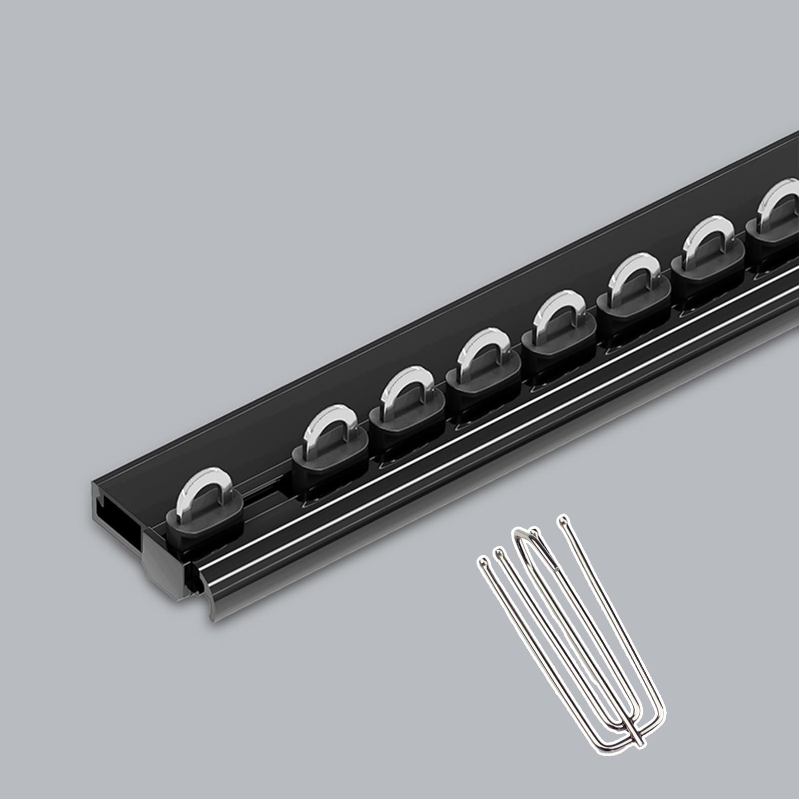 Rail de Rideau Tie à Rideaux En Aluminium Incurvé Plafond Monté, 3 Pieds à 13 Pieds Système de Piste de Rideaux Coupe Facilement, Piste de Rideau Aérien pour L'hôpital / La Vie Privée ( Color : Black