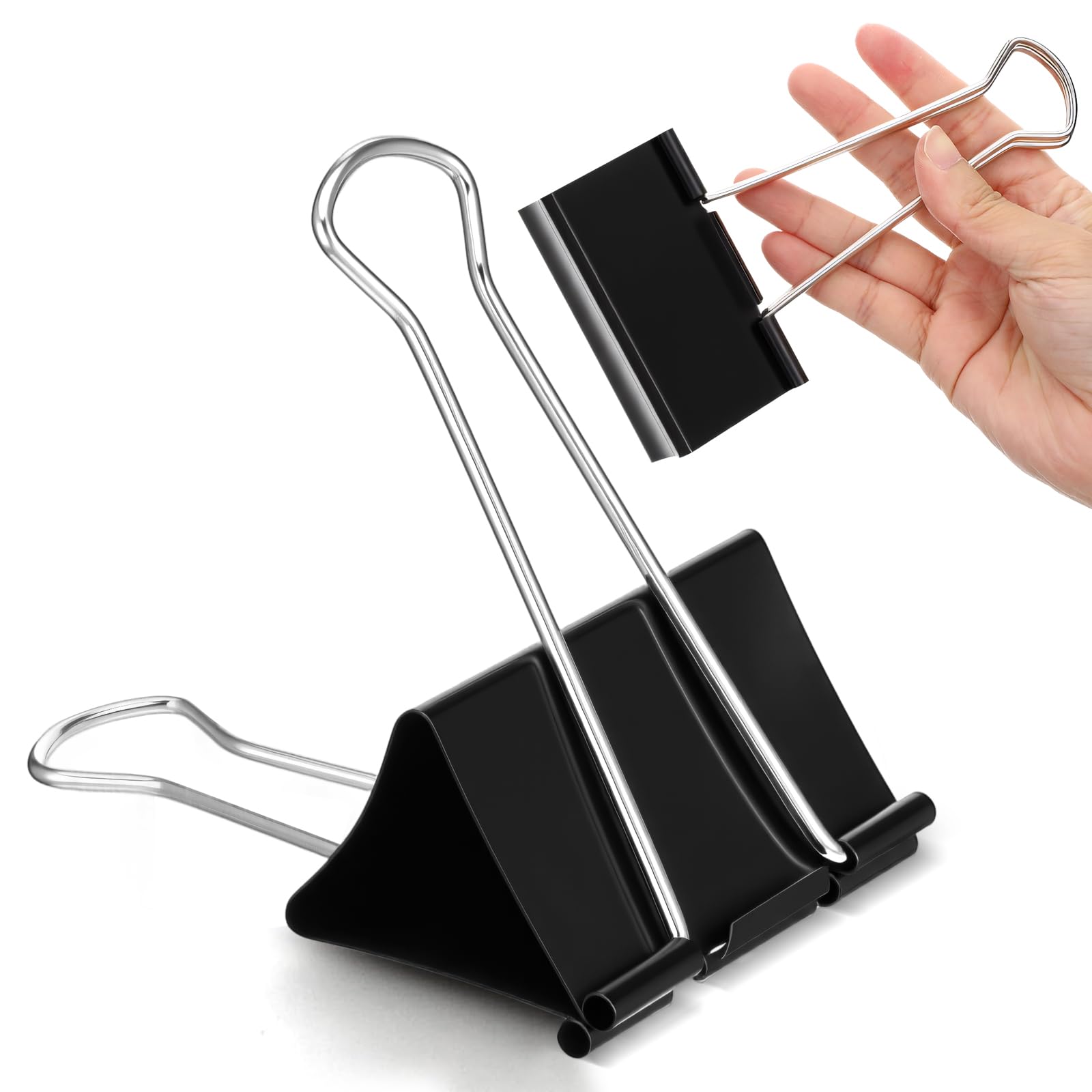 Confezione da 24 clip per raccoglitori da 7,6 cm, resistenti, grandi, per ufficio, casa, scuola, colore nero, XXL (7,6 x 14,5 cm)