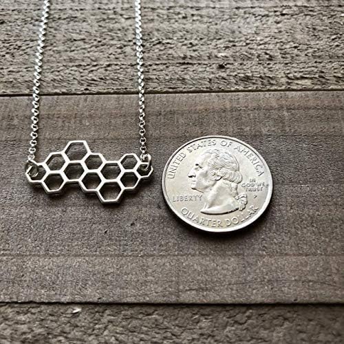 Silver Honeycomb Necklace - Sterling Silver Necklace - Gift for Her - Image 2