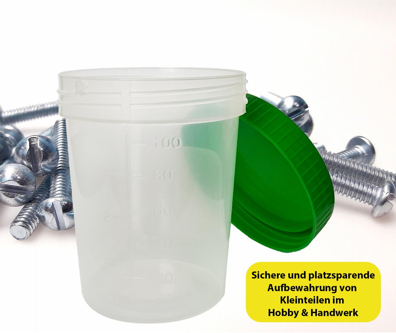 HaseMed Bicchieri Urina 125ml - Set 3 Con Tappo A Vite Verde Graduato