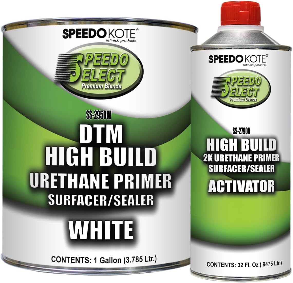 Speedokote Automotive High Build 2K Urethane Primer/Sealer WHITE Gallon Kit, SS-2950W/2790A