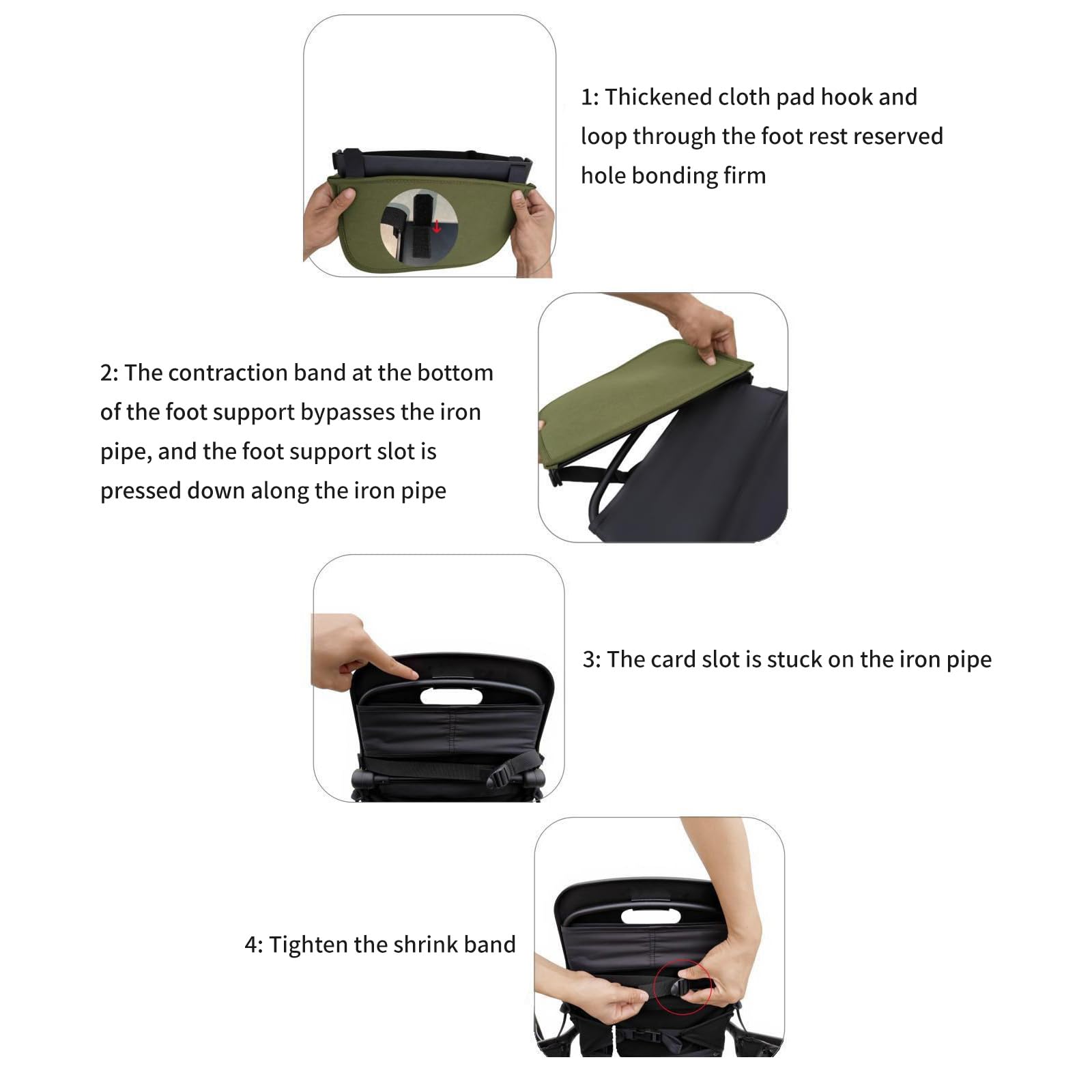 Planche d'extension pour siège inclinable avec connexion stable, vert