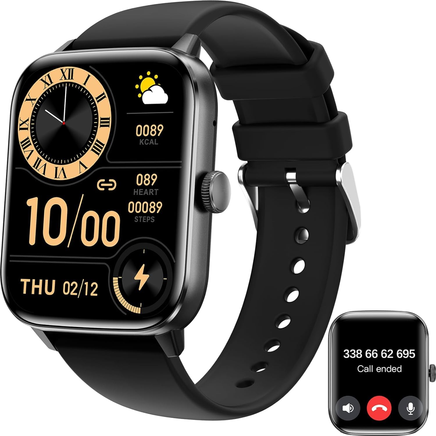 zaisia Smartwatch Uomo Donna, 1,91'' Orologio Smartwatch con Effettua/Risposta Chiamate, 100+ Modalità Sportivo Smart Watch con Contapassi/Cardiofrequenzimetro, IP68 Fitness Tracker per Android iOS