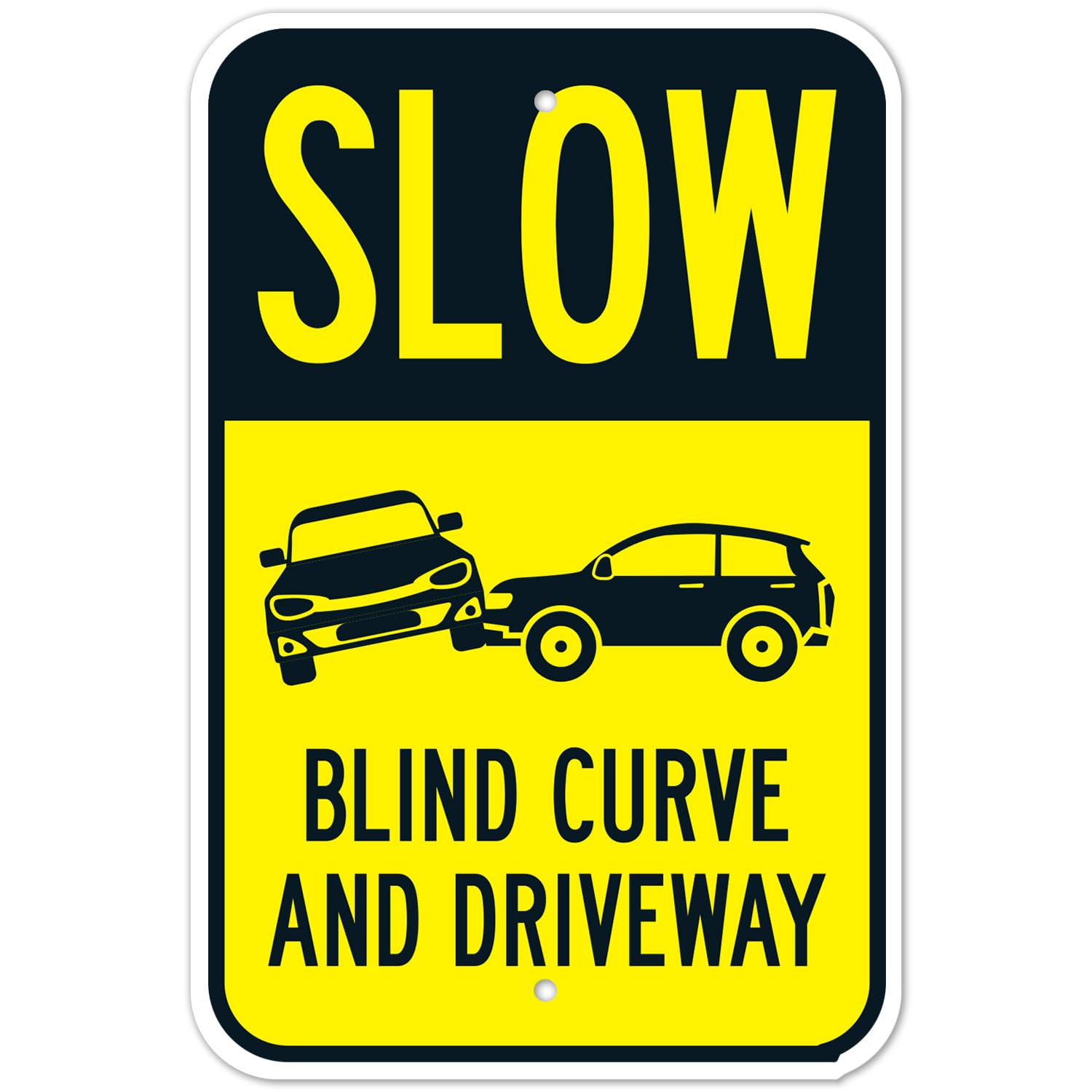 Blind Curve Driveway Traffic Caution Metal Sign Country Road Safety Reminder 12x8 Inch