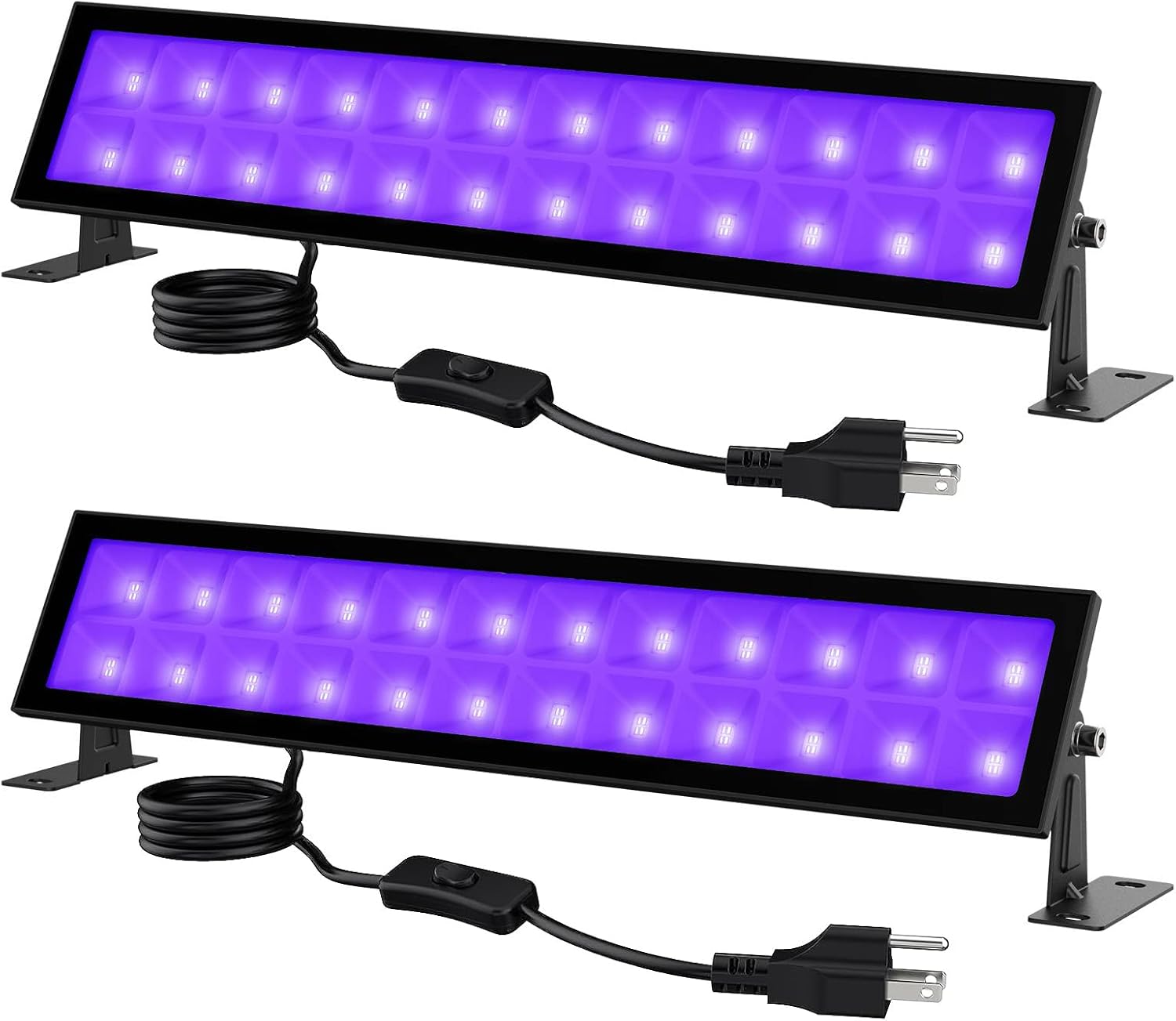 Giguelove 2 Pack 48W Black Light Bar, LED Blacklight with Plug and