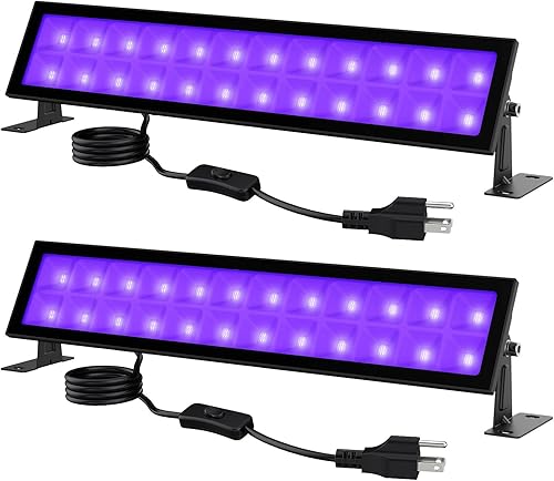 Giguelove Paquete de 2 barras de luz negra de 48 W impermeables IP66, luces LED negras, luces negras de inundación para fiesta que brilla en la