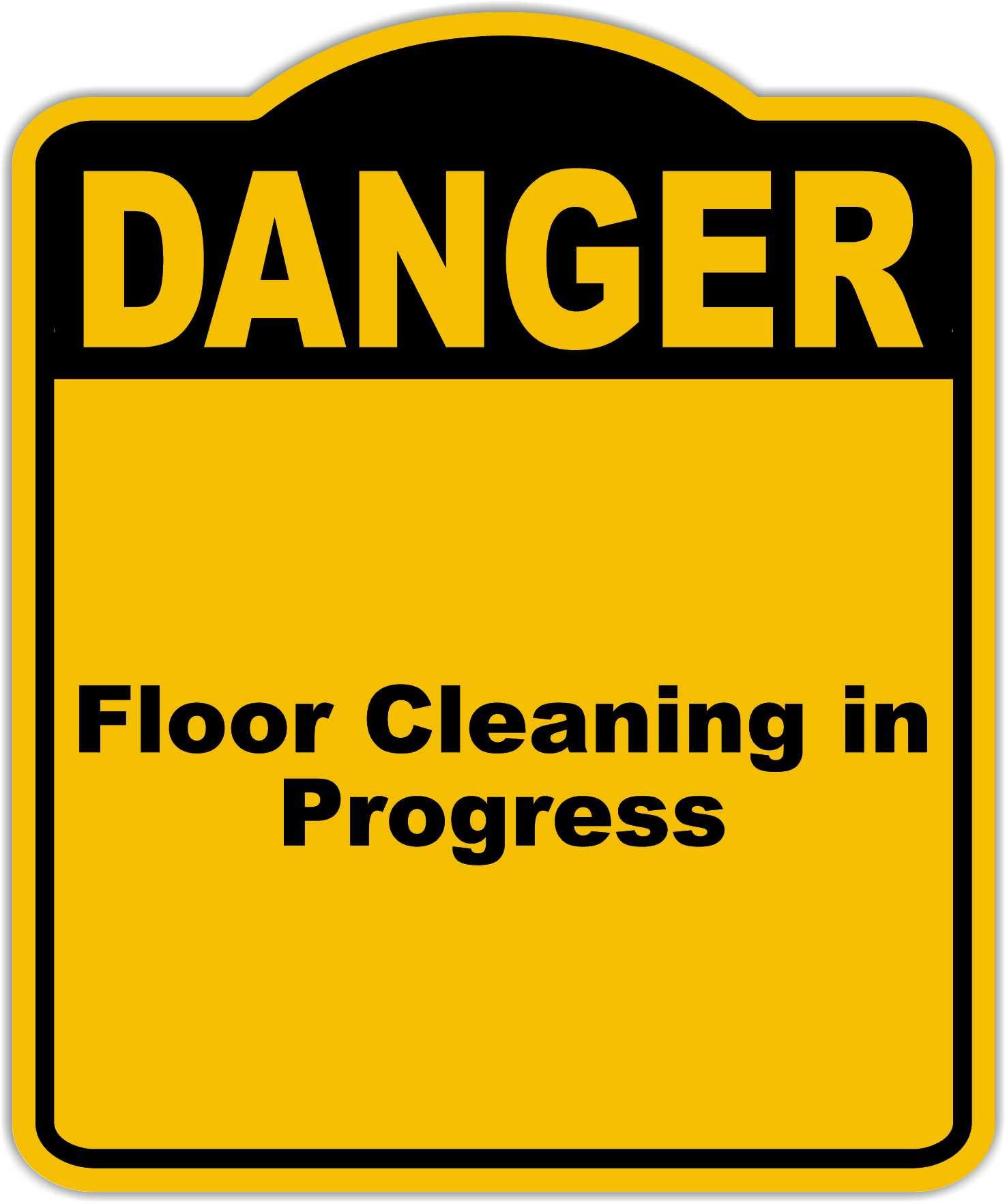 Floor Cleaning in Progress Danger Yellow Black Aluminum Composite Sign 20 x 24 inches
