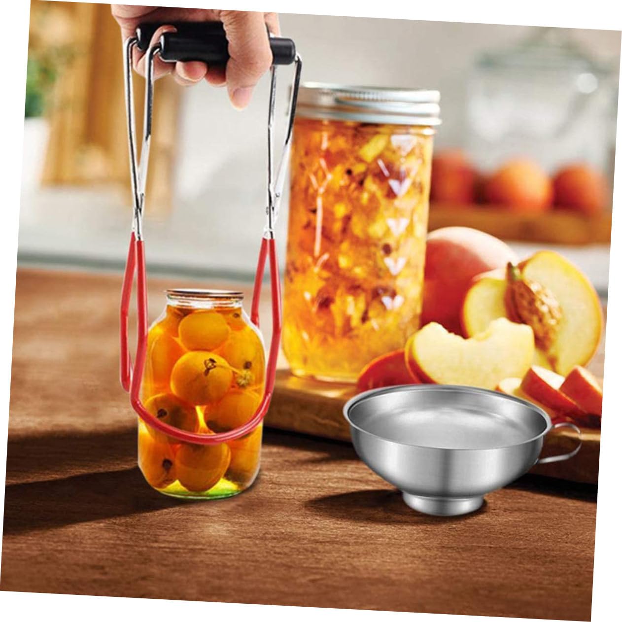 e Scaffale la Conservazione delle Conserve Design Portatile in Acciaio Inossidabile Rosso Accessori Cucina Set 2 Pezzi Pinza per Conserve Manico per Preparazione Marmellate