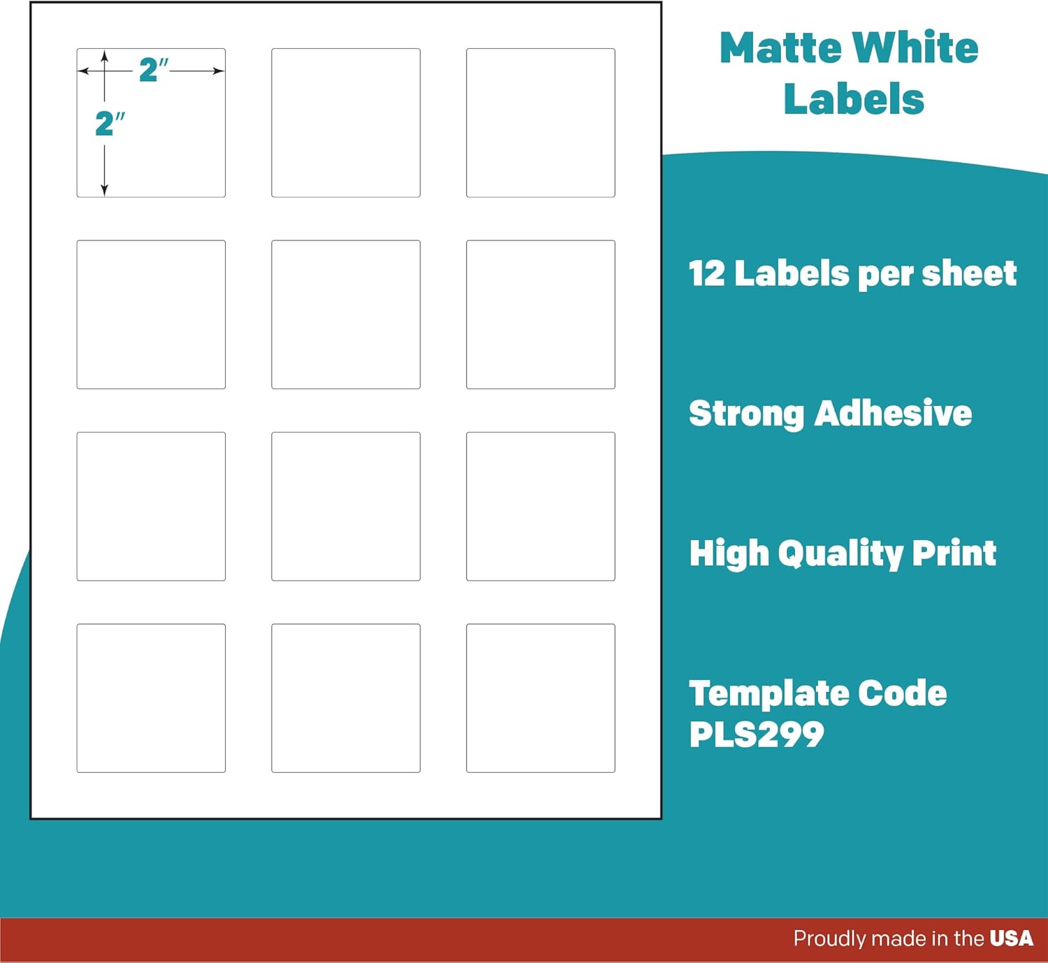 Premium Label Supply White Sticker Square Labels with Bleed – 2" x 2" – Laser/Inkjet Compatible – (12 per Sheet), 25 Sheets – 300 Total Adhesive Labels - Image 4