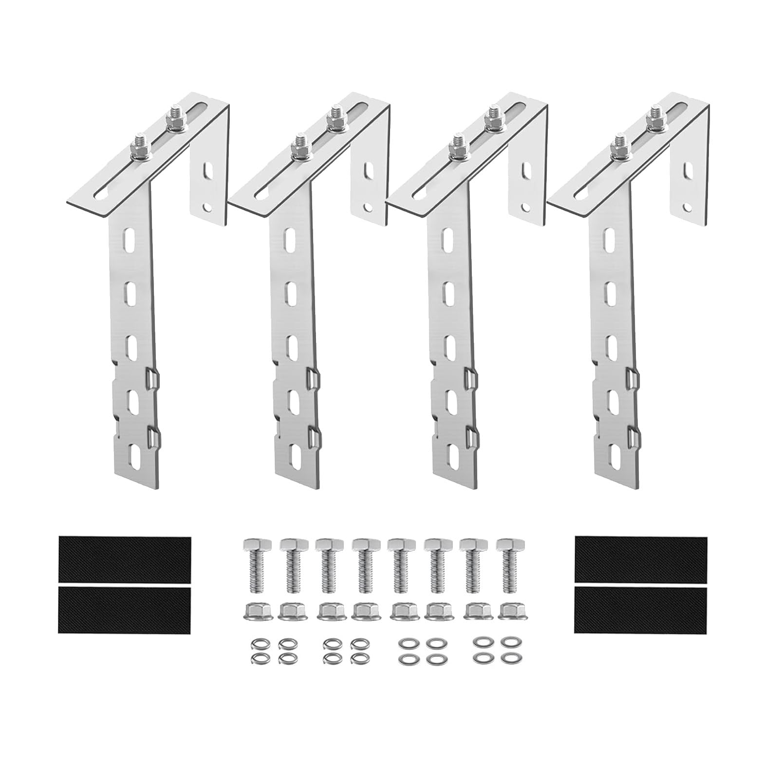 Solarhalterungen Verstellbare Solarhalterungen für Balkone Solarstromstation-Halterung Solarpanel-Aufhänger Quadratische Photovoltaik-Halterung für Solarpanels (4er-Pack)