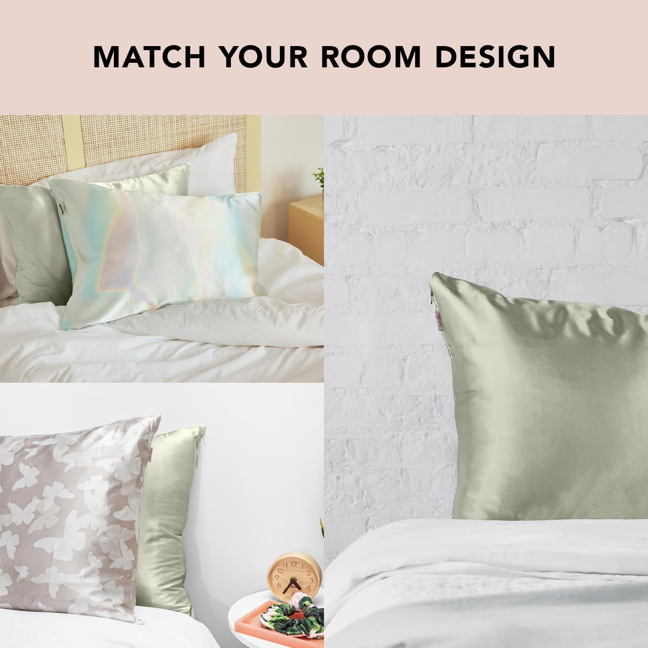 Kitsch Fodera per cuscino in satin con cerniera per capelli e pelle - Federe più morbide della seta, federe lisce e rinfrescanti, lavabili in lavatrice, senza pieghe - Queen/Standard (19x26) - Salvia