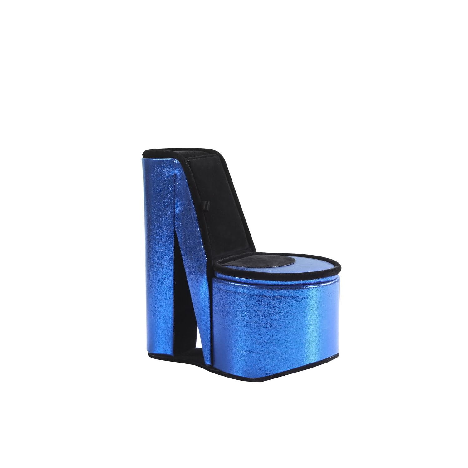 OREOre International Iridescent High Heel Shoe Hidden Jewelry Box, Metal, Aluminium Polyurethane, Blue Velvet, 9\