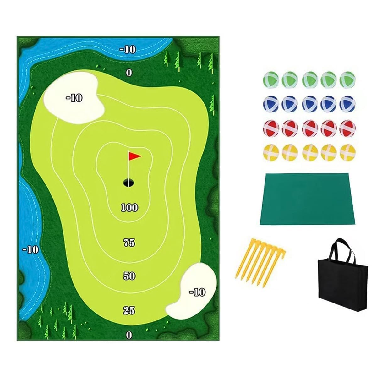 Namvo Set for Full Swing Sports, Golf Chip Off Challenge chip and Stick Game, Battle Royale Golf Game with Premium Golf Chipping Mat, Sticky Balls - Indoor and Outdoor Play