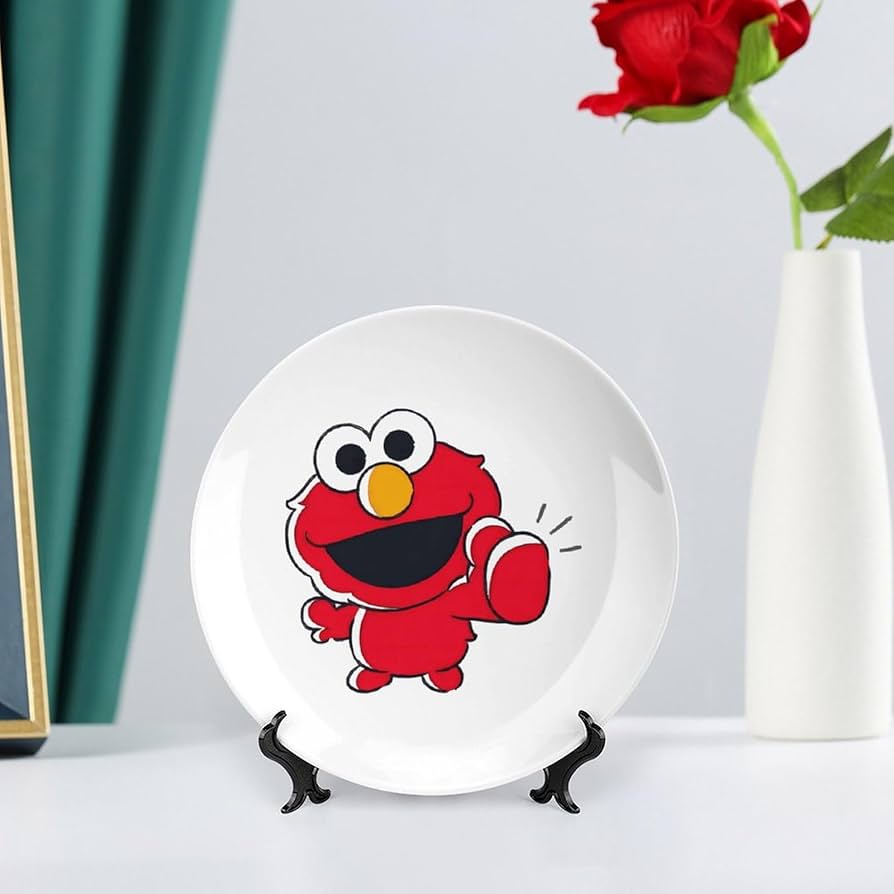 フェリシモ　エルモ　お皿　セサミストリート　インテリア　置物 Amazon.co.jp: ボーンチャイナ 飾り皿 セサミストリート エルモ
