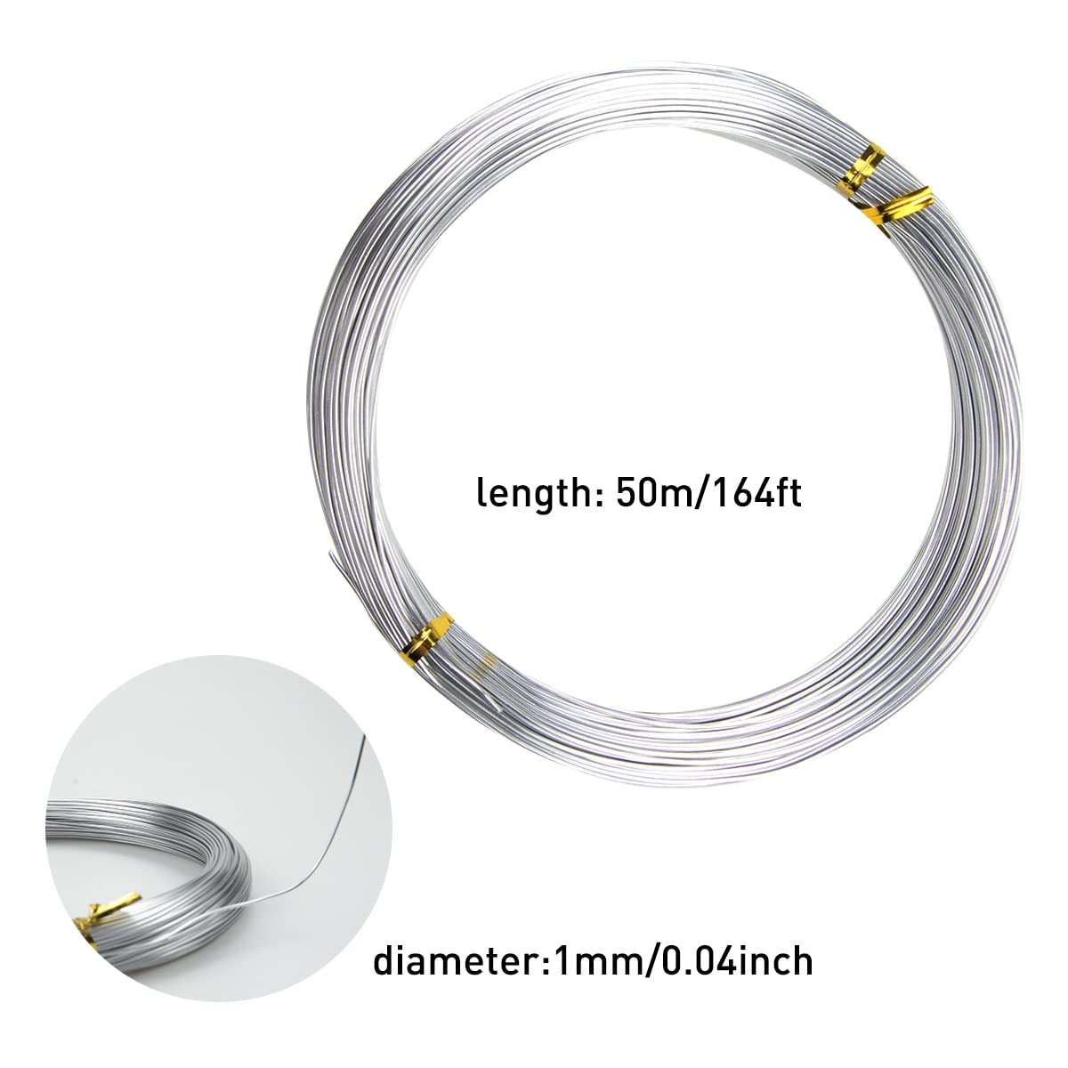 SIMBA STEEL Aluminium-Basteldraht 18 Gauge (1mm) – 90 M Rolle, Silber, Biegbar Für Schmuck, Blumen & Mehr