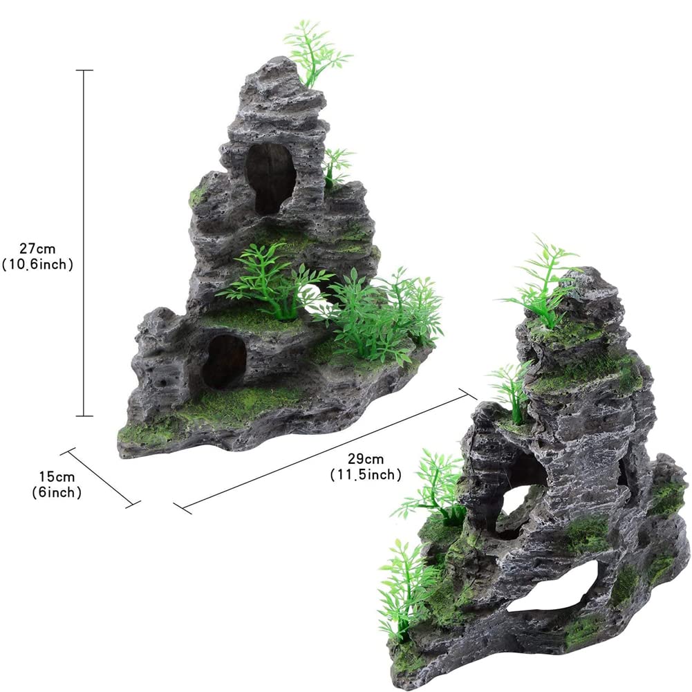 Aquarium Ornament Berg Dekor Stein Statue Steingarten Höhle Landschaft für Aquarium Dekorationen, groß