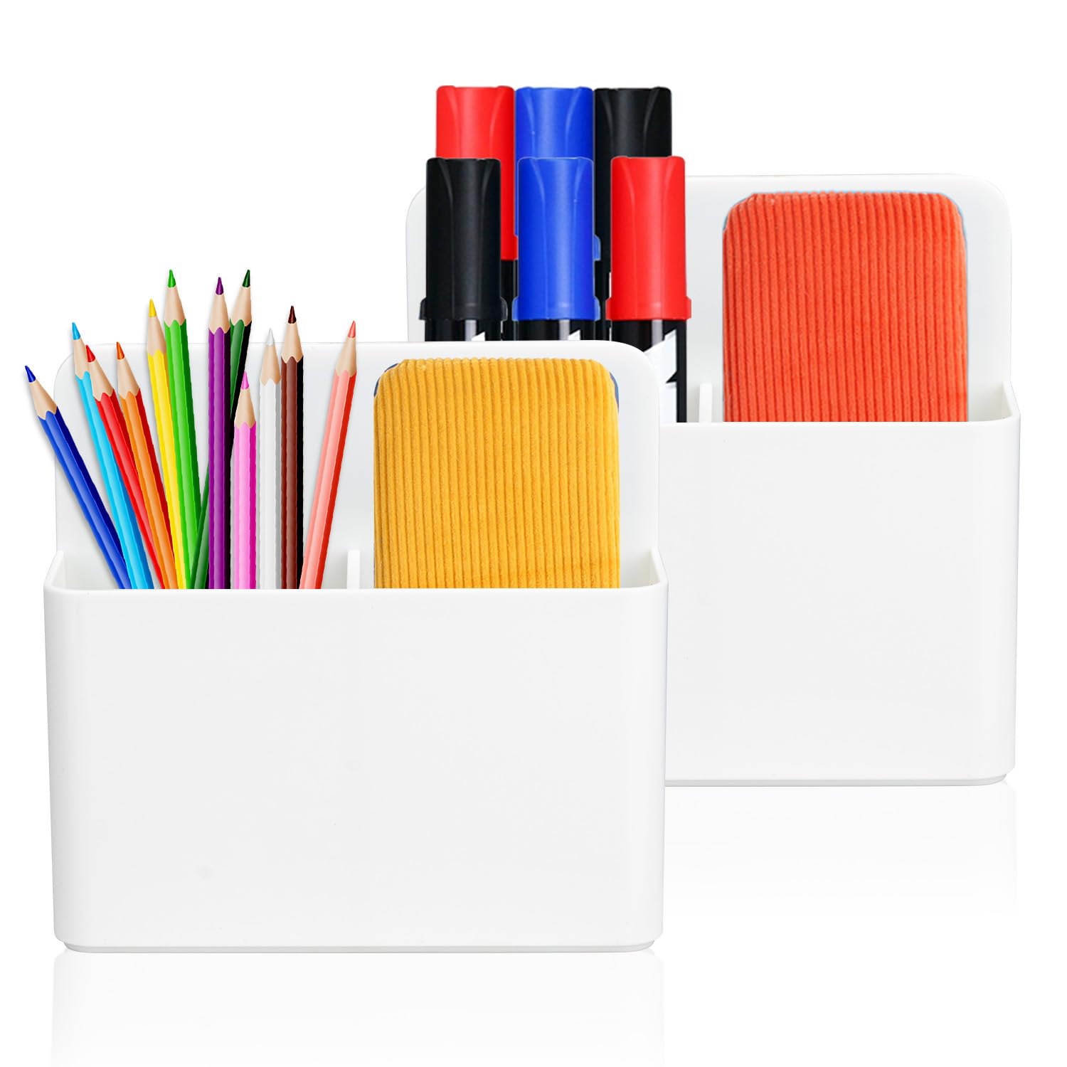 Porte-crayon aimanté effaçable à sec blanc pour casier et bureau