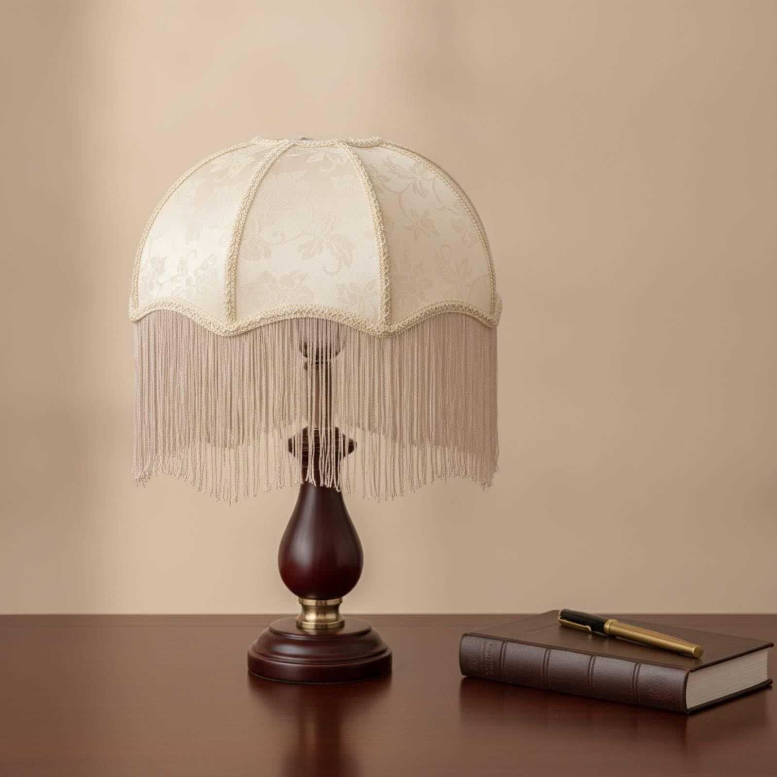 Abat-Jour Cloche Frangé, 40 Cm, Beige