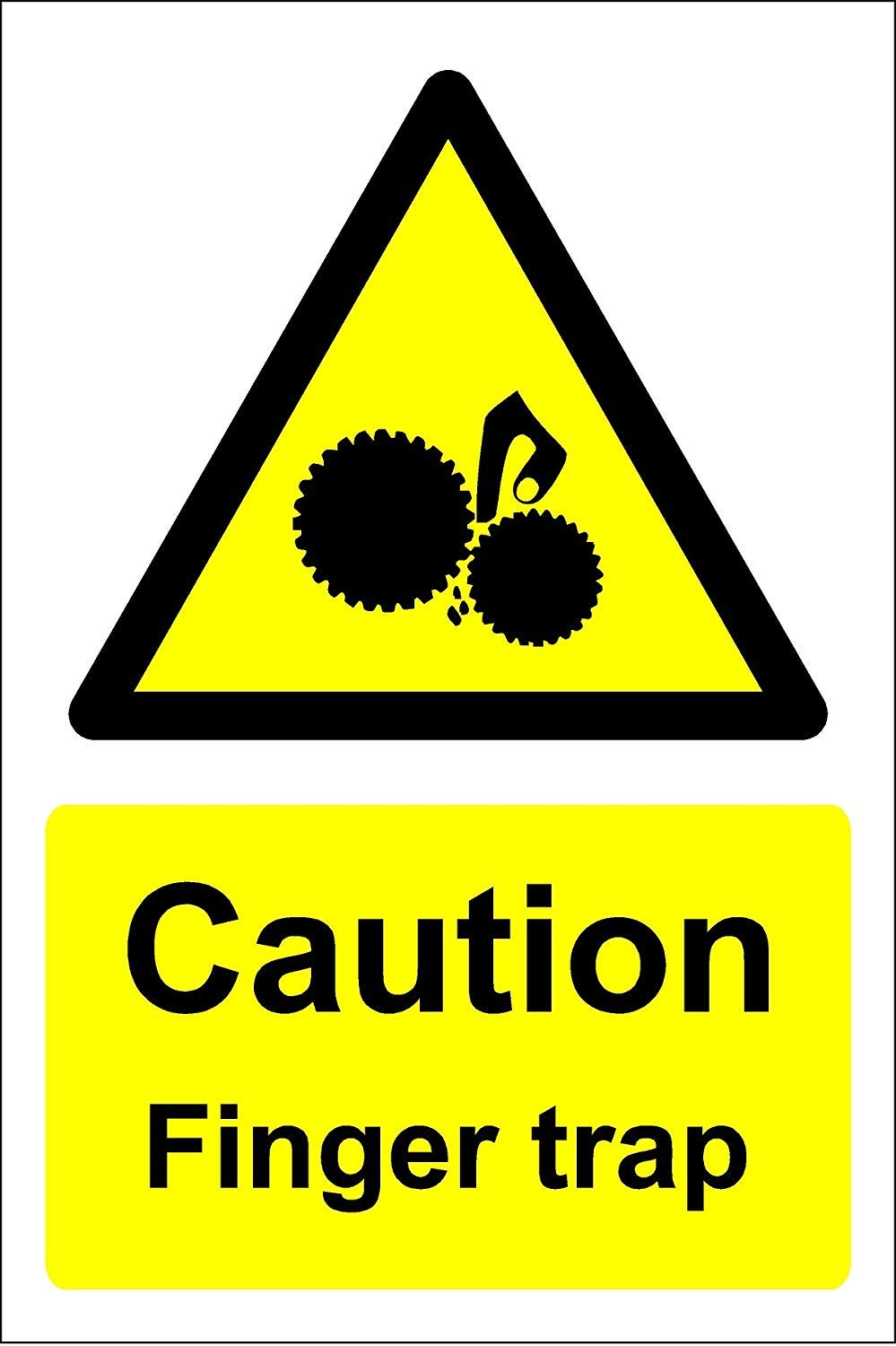 Kpcm Display Ltd Caution Finger Trap Sign - 1.2Mm Rigid Plastic 150Mm X 100Mm