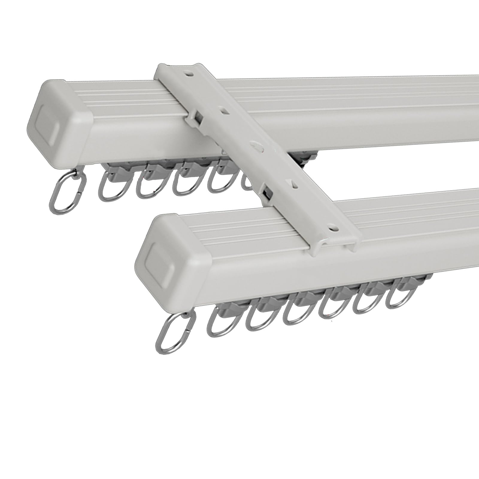 GLDYTVF Durable Aluminum Double Ceiling Curtain Track System with Mounting Accessories for Shower, Camper, and Windows (White, 7.22ft/220cm)