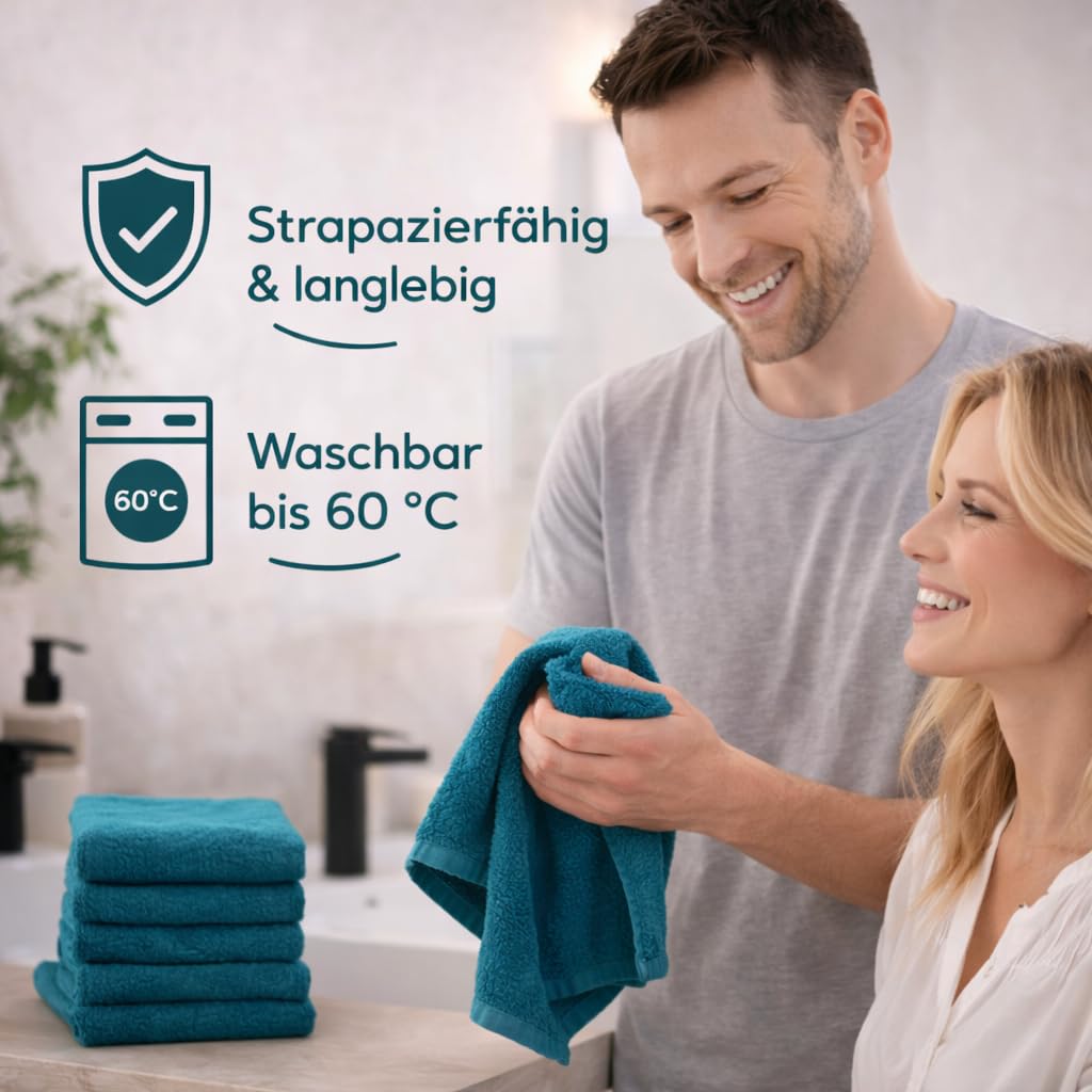 Betz 20 Stück Gästehandtücher Palermo 100% Baumwolle Größe 30x50 cm Farbe Petrol