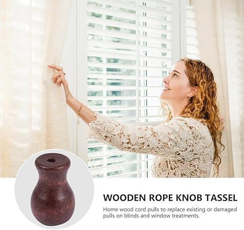 Miniatura 9 de Artibetter 12 piezas de cortina colgante de madera blanco ventilador de techo rústico ventilador de techo de madera persianas persianas persianas de