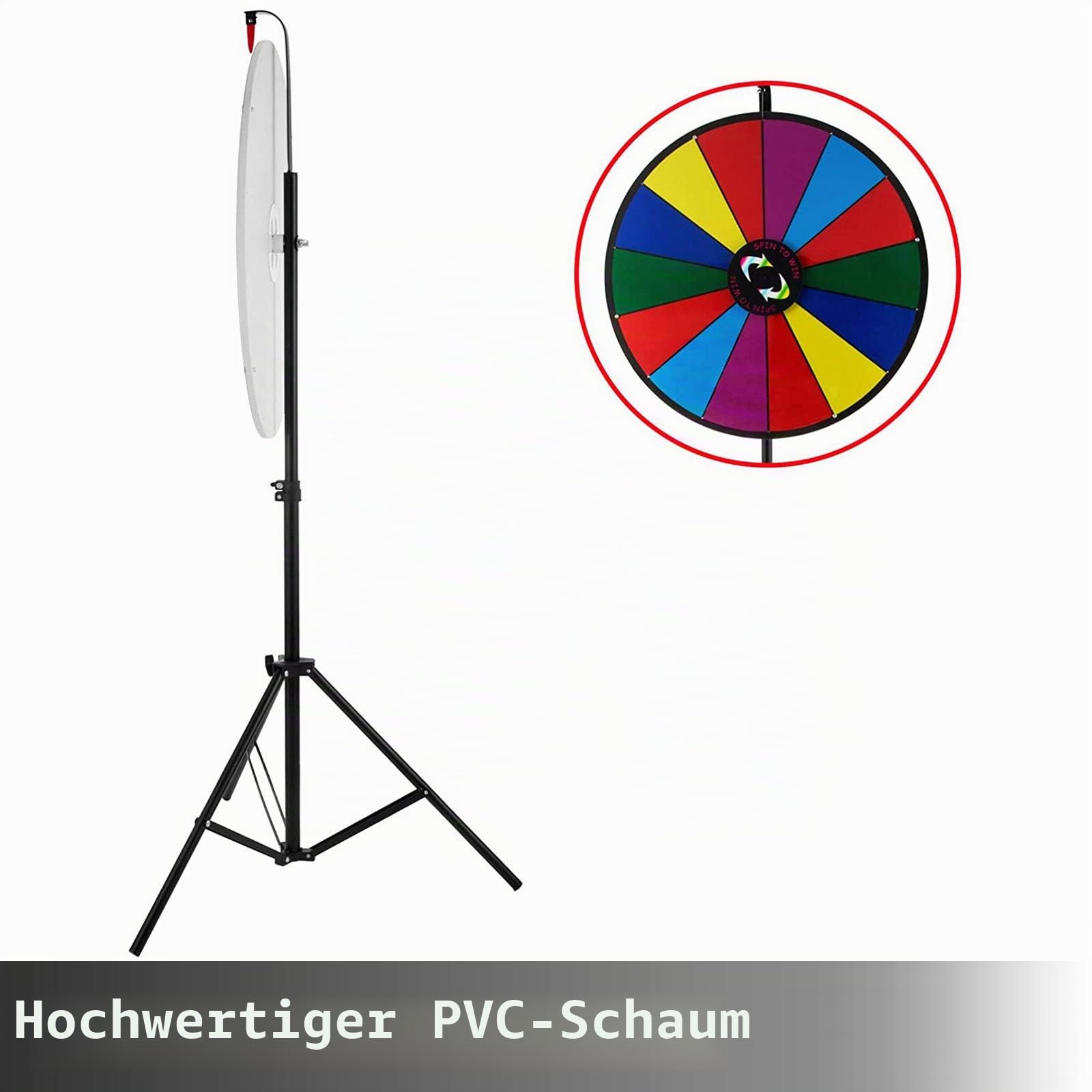 Vevor Rad mit Chromatisch, 61 cm, 14 Rollen, 117 bis 155 cm, bunt, Acryl, trocken abwischbar, mit PVC-Schaum, Prize Wheel 4,3 kg Dry Erase Trade