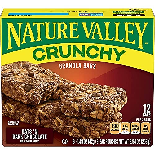 Nature Valley Granola Bars, Crunchy, Oats and Dark Chocolate, 21g, 12 Bars