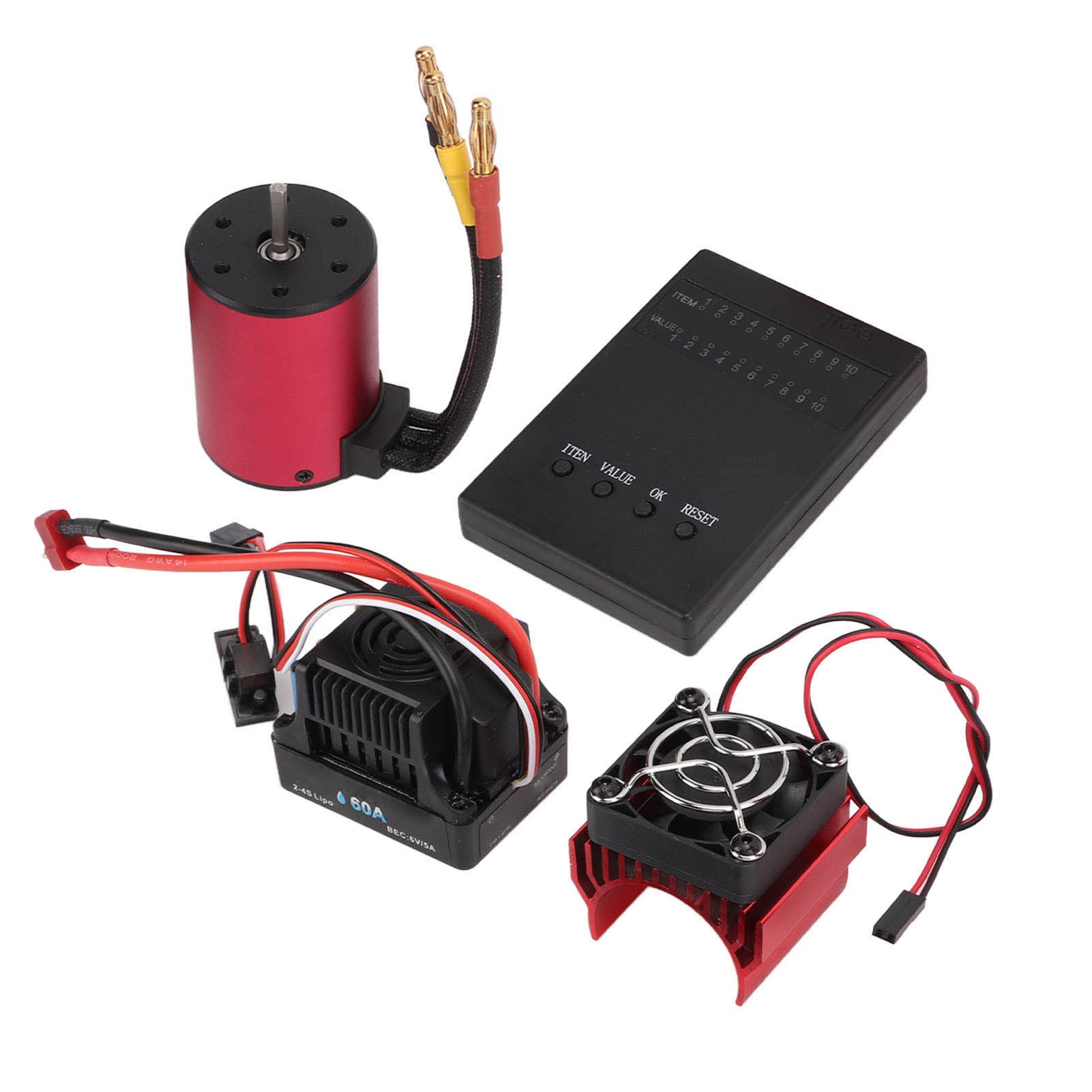 Silnik bezszczotkowy, do samochodu 1/10 RC, 3100kV, wysoka prędkość, wodoszczelna konstrukcja, 60A ESC z dyskiem grzewczym, w zestawie karta programowania