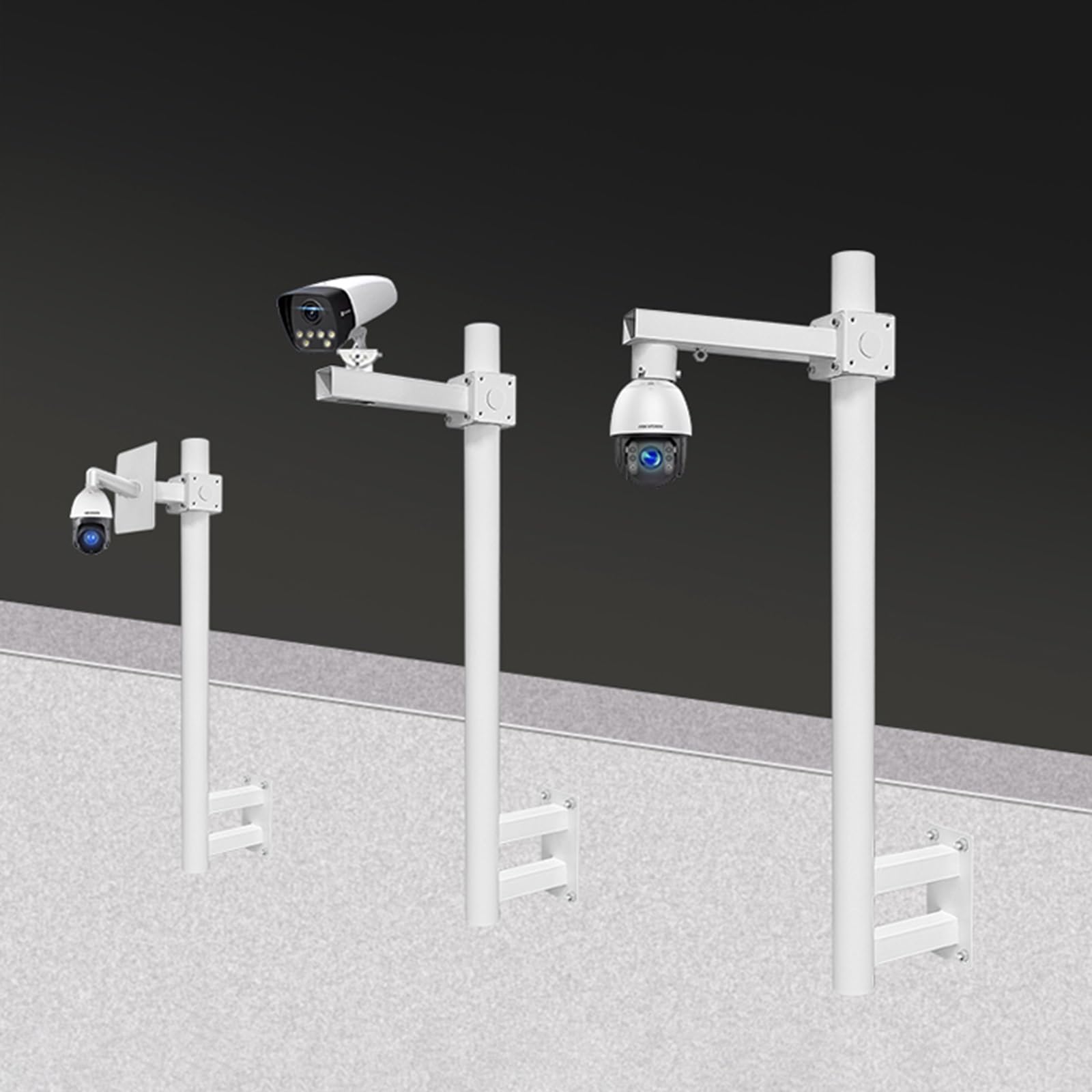 Palo e Braccio Telecamera Sicurezza Staffa E Palo Per Telecamera Di Sicurezza Dome/CCTV/IP/PTZ Da Parete, Supporto Universale Per Telecamera Di Sorveglianza Per Esterni Residenziali Agricole, Bianco(B
