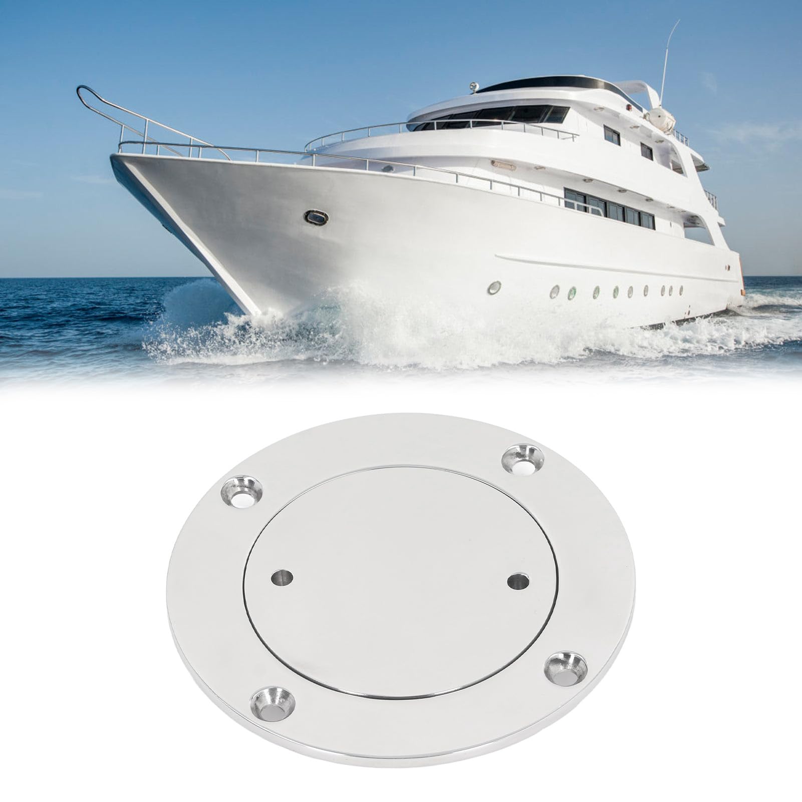 VGEBY Boots-Deck Platte, 316 Edelstahl-Deck Platte Hochhärte, Runde Inspektions Luken Platte für Schiffs Boot