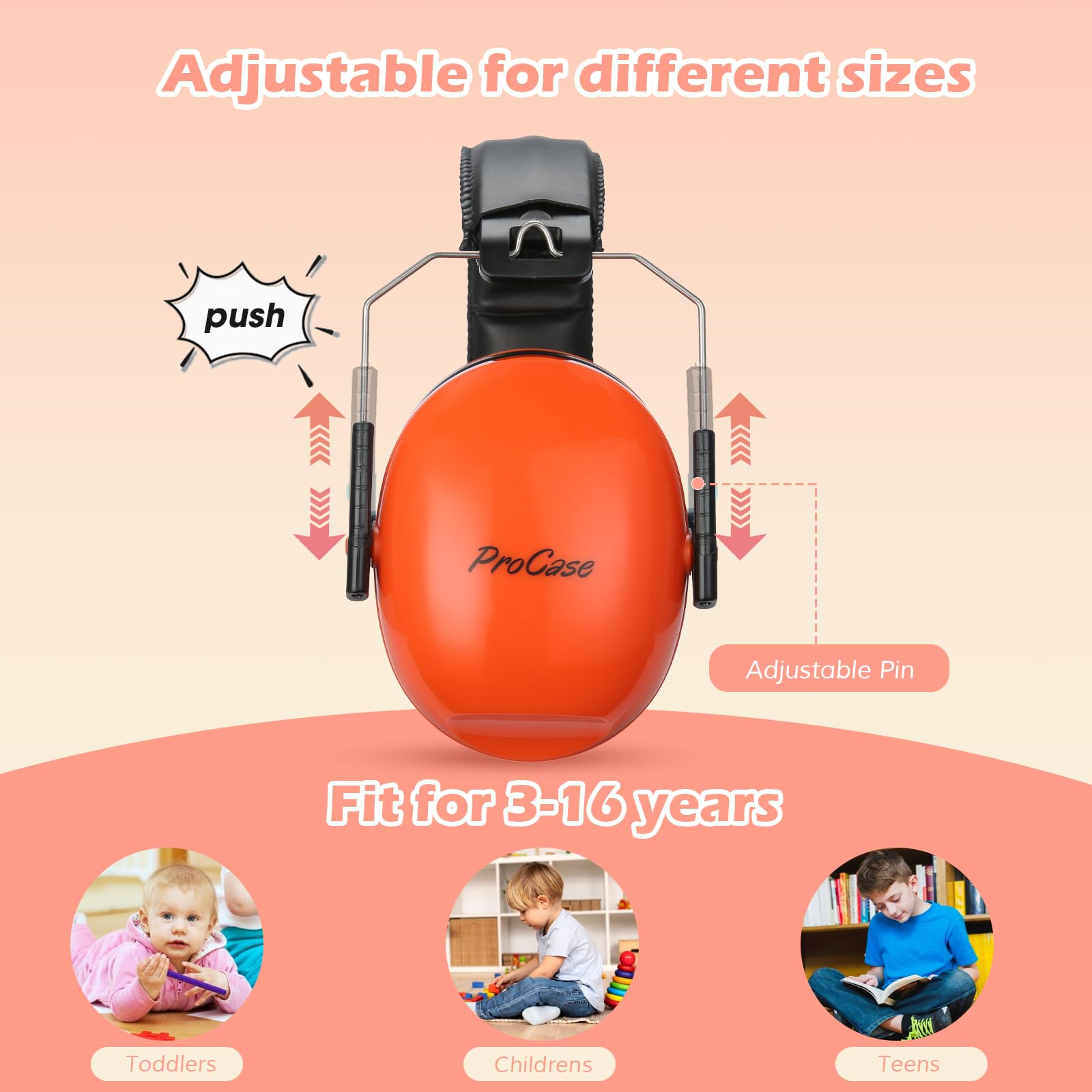 Casque Anti-Bruit CXS - Réduction 30 DB - Serre-Tête Réglable, Coussinets Confort - Enfants/Adultes, Rouge