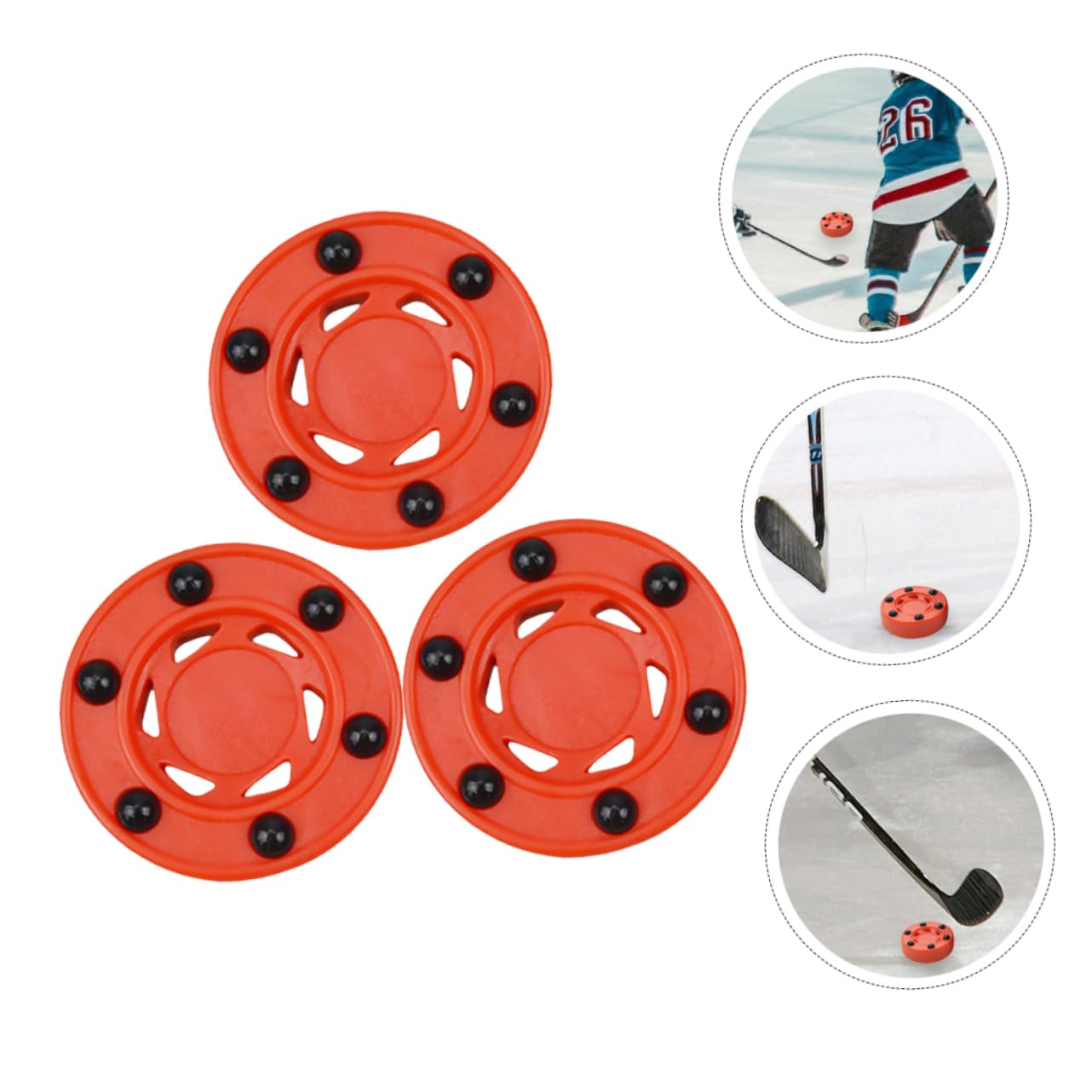 HEMOTON 3 Ensembles Palet Rondelle De Hockey À roulettes Mini- De Hockey Fournitures De Sport De Hockey Rondelles De Hockey Rondelle De Hockey De Rue des Balles Rouge PVC 3 Pièces * 3