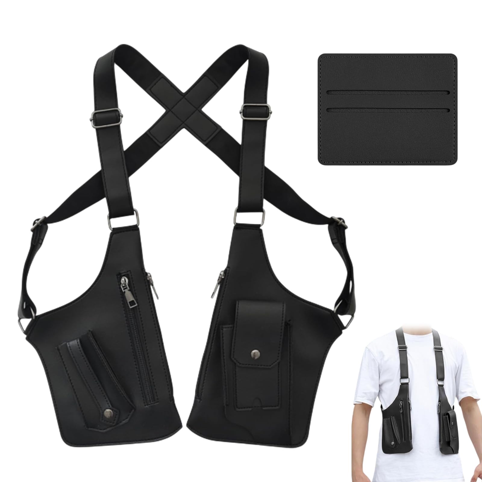 1 Pièce Holster Portefeuille Sacoche Holster Homme Sac A Bandoulière Homme Sac Antivol Résistant Et Durable À L'abrasion Imperméabilité Bandoulière Réglable Grande Capacité Compartiments Multiples
