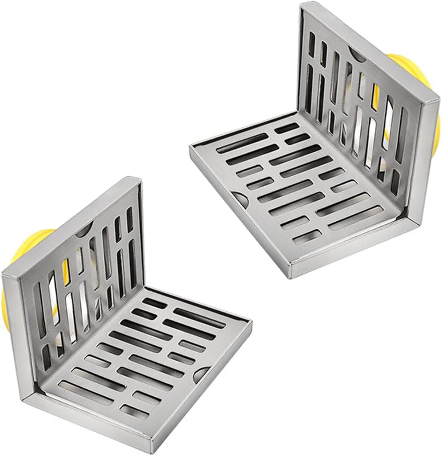 Pair of 304 Stainless Steel Wall Side Floor L-Shaped Drain Shower Balcony Wall Corner Floor Drain L- Shaped Horizontal Drainage for Bathroom Kitchen, 4.7 Inch Length