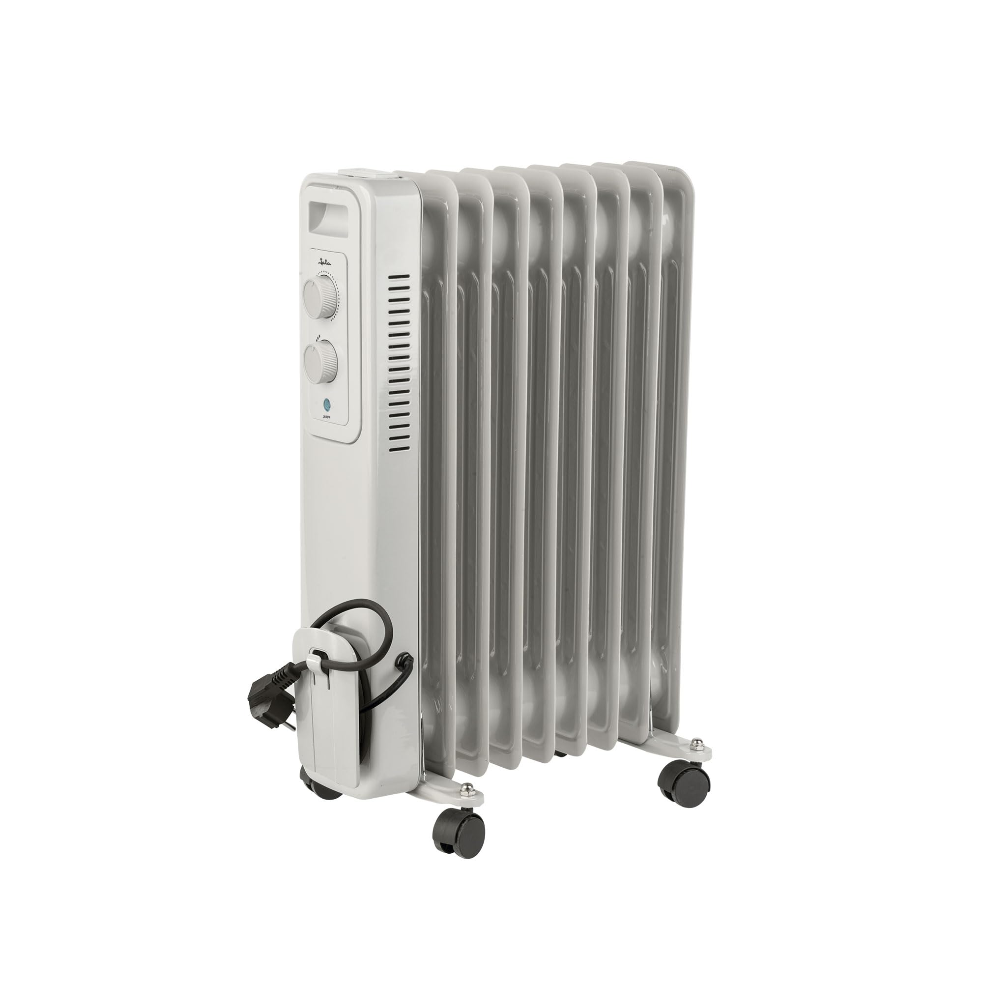 JATA JCRA2309 - Radiador Electrico bajo consumo de aceite de 9 módulos. 3 potencias de calor (800-1200-2000 W) Máxima seguridad. Fácil de transportar