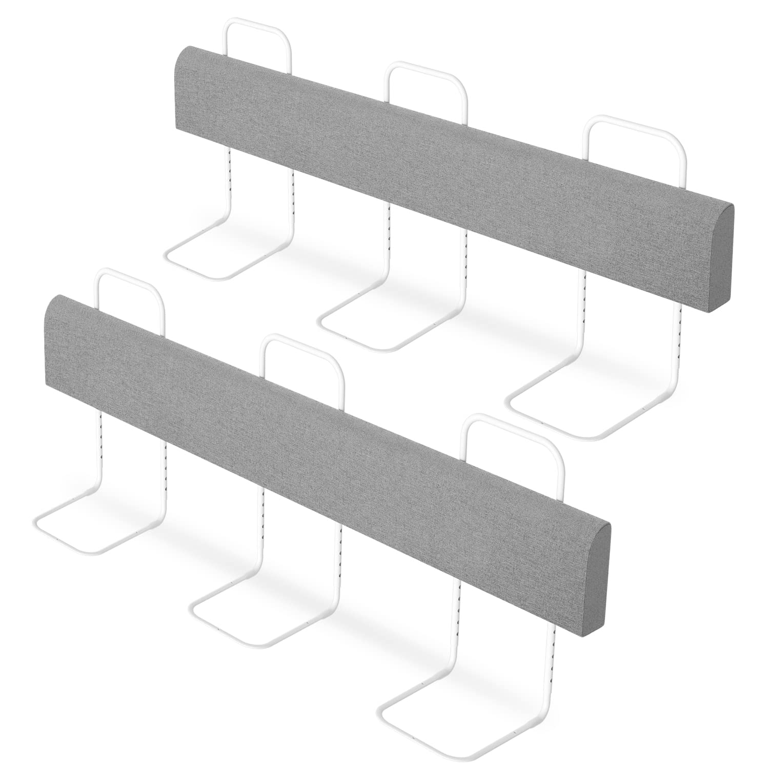2 Piezas Barrera de Cama para niños de 180 cm, 5 Agujeros Regulables en Altura, barandilla para Cuna Forma Ajustable, Seguro y fácil de Montar, Gris