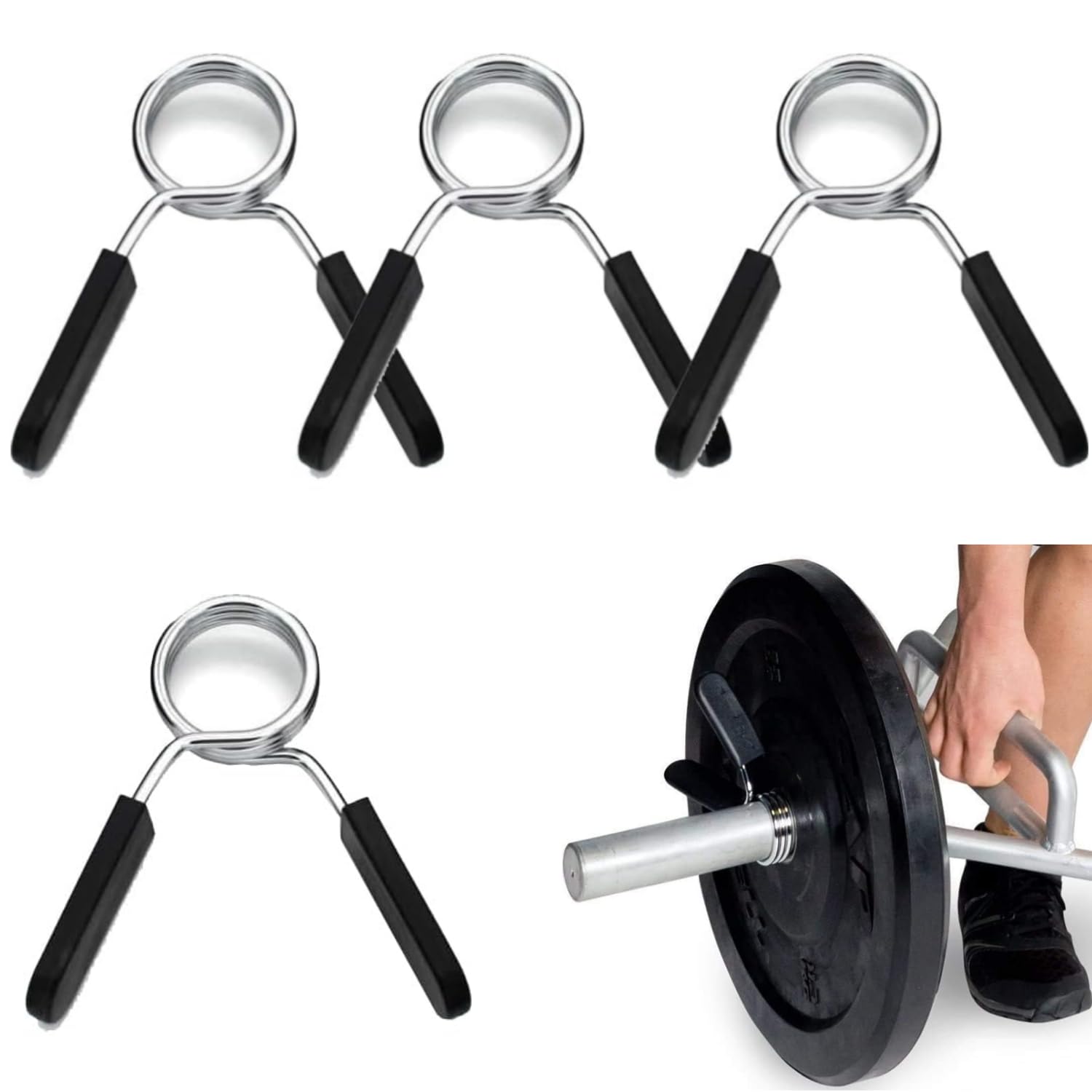 Hantelstange Federverschluss, 4 Stück 25mm/28mm/30mm Hantelverschlüsse Langhantel-Clip Hantel-Klammern für Hanteln, Übung, Gewichtheben, Hantelbefestigung