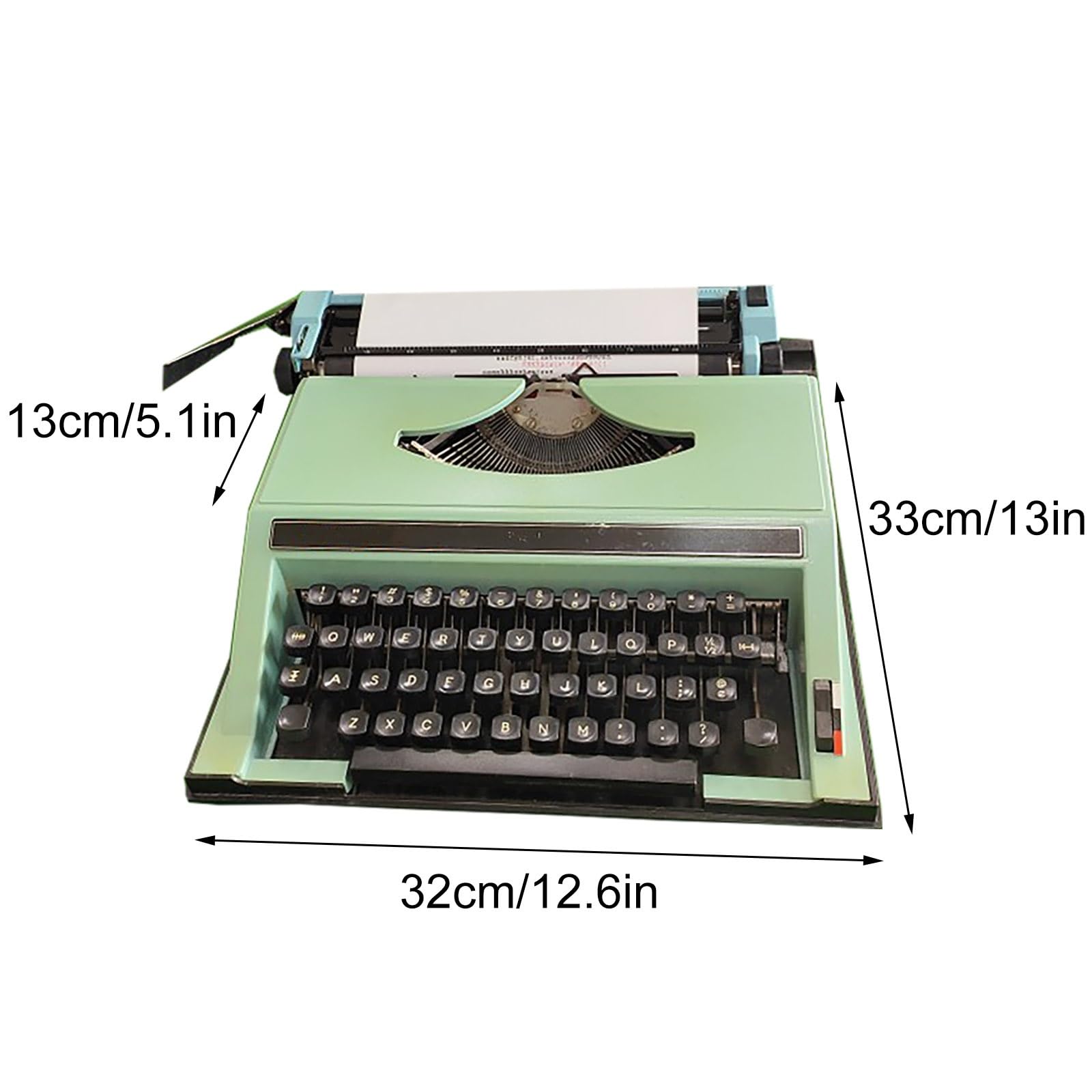 Retro Typewriter Green, Portable Manual Typewriter, English Typewritermachin for Crafting Room Decorating Gifts Notes Creative Writingwait