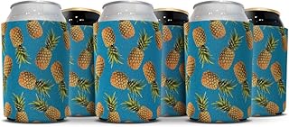 WIRESTER Can Cooler Sleeves for Soda Beer Can Drinks, 6 Pack - Paradise Pineapples