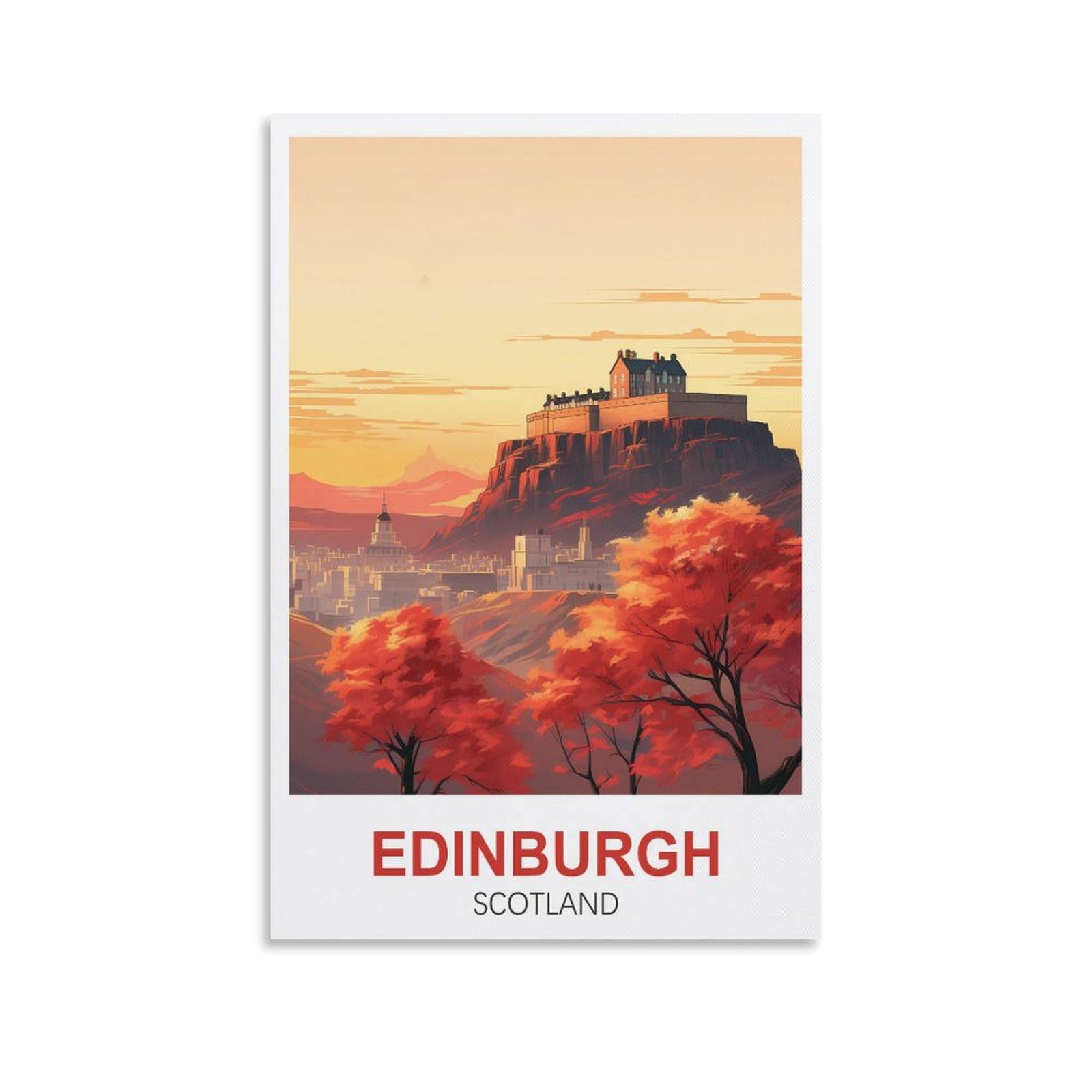 ZBBGGOZ Edinburgh Scotland Vintage Travel Posters 20x30inch(50x75cm) Canvas Wall Posters And Art Picture Print Modern Family Bedroom Decor