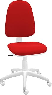 La Silla de Claudia | Silla Escritorio Blanca Giratoria con Ruedas | Silla Escritorio ergonomica| Altura Ajustable | Modelo Torino Sin Reposabrazos para Escritorio, Teletrabajo u Oficina| Rojo