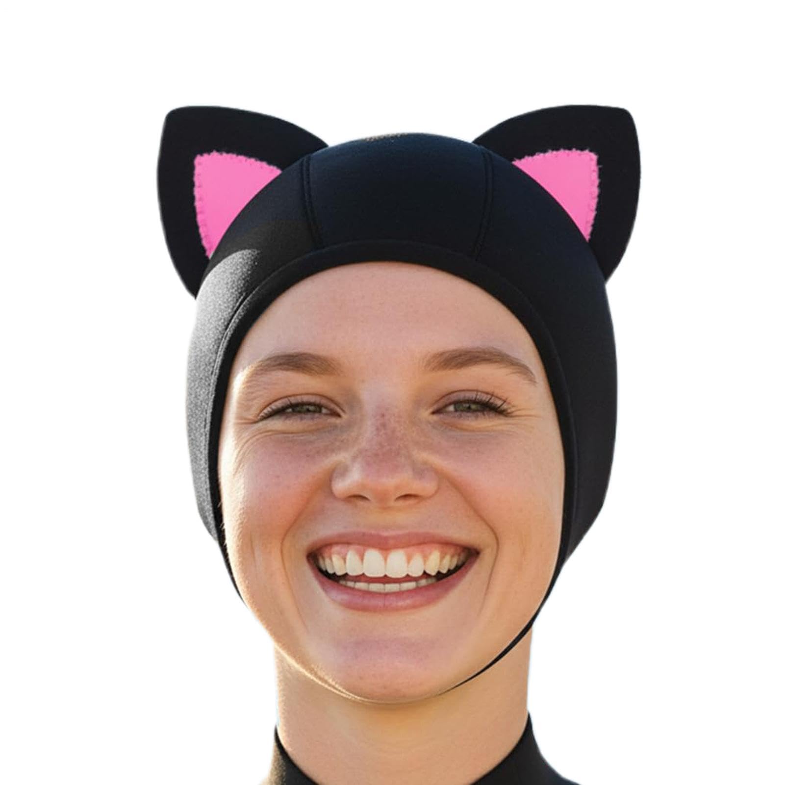 Generico Cappuccio in Neoprene Copricapo Termico per Nuoto | con Orecchie da Gatto in Neoprene per Snorkeling, Surf, Vela, Kayak, Sport Acquatici, Donne