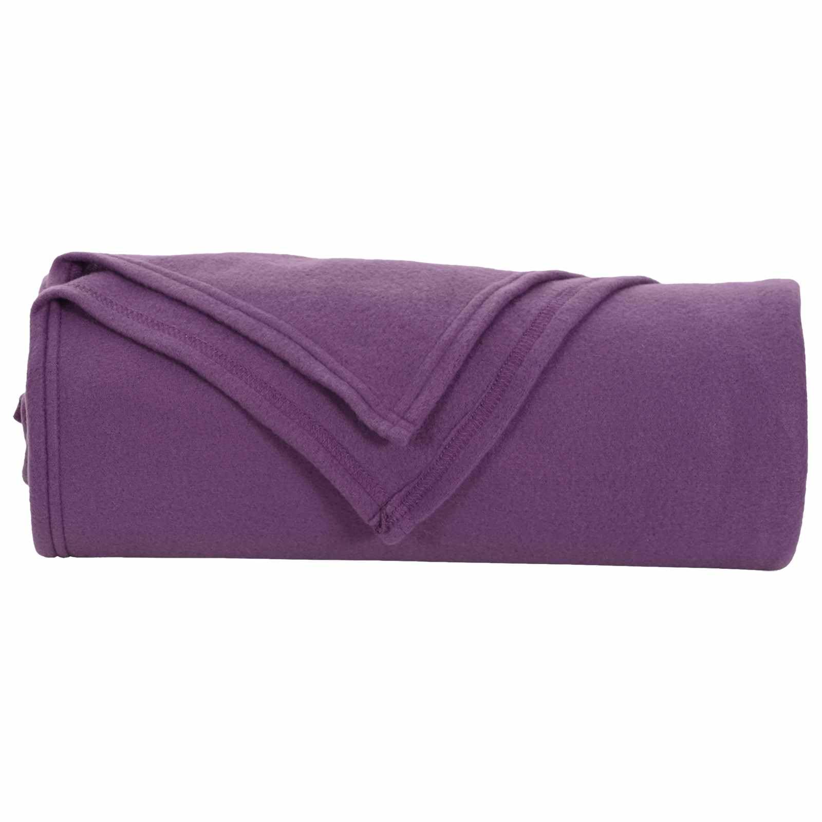 Fioletowy koc 240 x 220 cm wełna