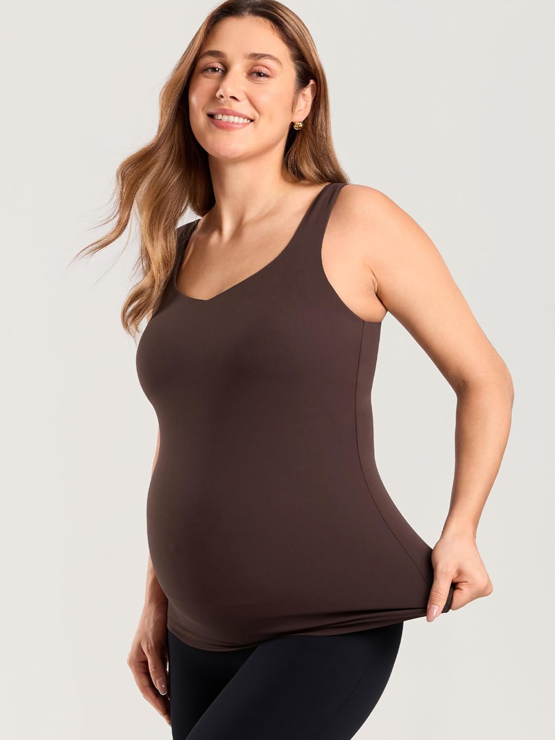 MOMANDA Maternity Nursing Tank Tops with Built in Bra Sleeveless Casual Pregnancy Tee V Neck Workout Shirt - Image 4
