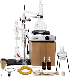 Aparato de destilación de extracción de aceite esencial de laboratorio de 500 ml con estufa caliente, destilador de agua, purificador, kits de cristalería de laboratorio, destilador de alcohol