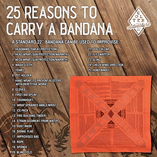 Colter Co. Stayin' Alive Reflective Survival Bandana - 100% Cotton & Unique Bandanas For Men & Women - Head Bands, Scarfs, Festival Accessories, Womens Fashion - Made In The Usa (22"X22", Orange) #TOP4