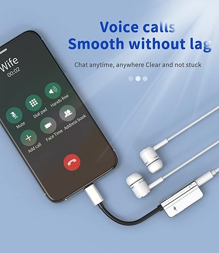 Miniatura 4 de Adaptador Lightning a iPhone de 0.138 in para conector de auriculares, cargador AUX, adaptador de audio para cable 2 en 1 compatible con cable 7 8 X