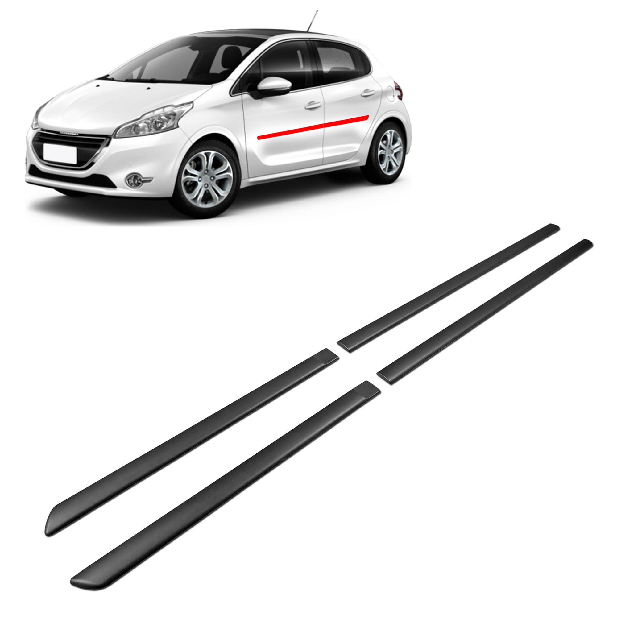 CHROMEMASTER | Molduras Protectoras Laterales para Puertas de Coche | Compatibles con Peugeot 208 5 Puertas Hatchback 2012-2019 | El plastico | Molduras protegen Las Puertas del Coche de daños