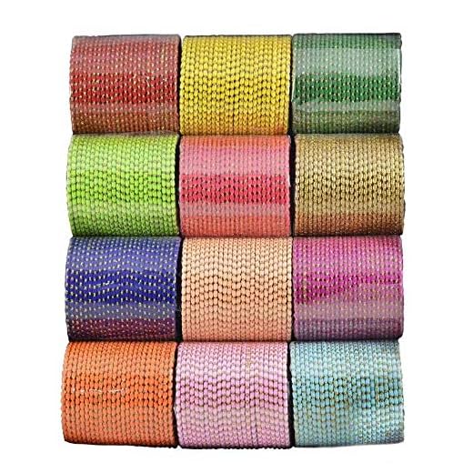 T4 Jewels (2.10 & 2.12 Size Designer & Beautiful Multicolour Metal Bangle Combo Set For Women & Girls - (Set Of 12 x 24 = 288)_Multicolour_2.12